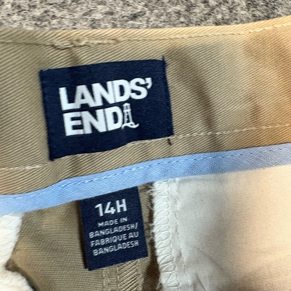Lands End Boys khaki Beige Flat Front Shorts size 14 Husky - Picture 5 of 7